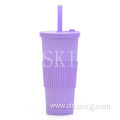 2022 New large capacity double layer plastic cup big Hole straw Portable outdoor straw cup